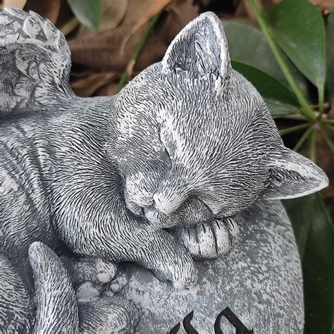 Cat Memorial Garden Stones Grave Markers With a Cat Sleeps on - Etsy