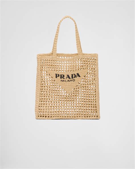 Bolsa Tote Em R Fia Natural Prada