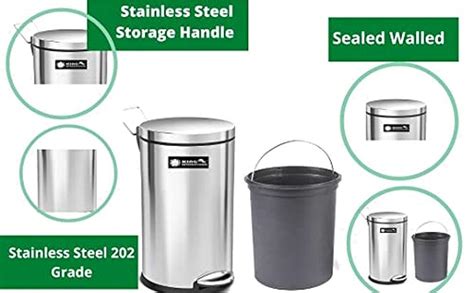 King International Stainless Steel Plain Pedal Dustbin With Bucket And