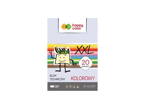 Blok Techniczny XXL A4 Happy Color Kolorowy 170 G 20 Ark