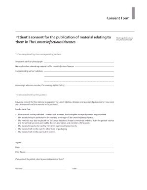 Fillable Online Consent Form Patient S Consent For The Publication