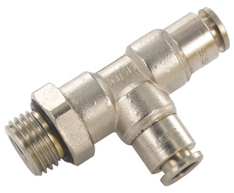 T Push In Fitting Male Swivel Bsp Cylindrical Brass Nickel Plated