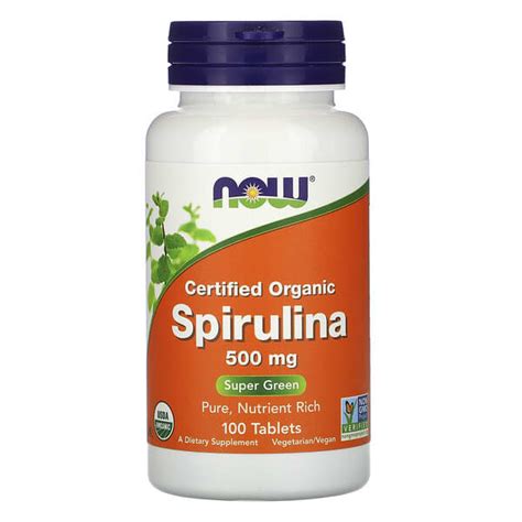 NOW Foods Certified Organic Spirulina 500 Mg 100 Tablets