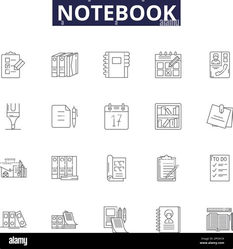 Cuaderno De L Nea Vector Iconos Y Signos Diario Bloc De Notas