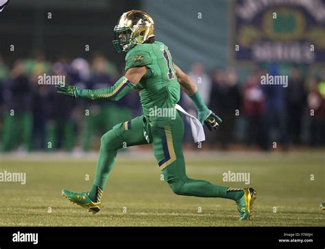 Boston Massachusetts Usa 21st Nov 2015 Notre Dame Safety Max Redfield 10 Celebrates Sack