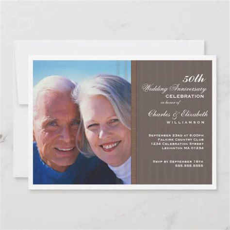 Elegant Photo 50th Wedding Anniversary Party Invitation Zazzle