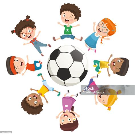 ilustrasi vektor anakanak bermainmain bola ilustrasi stok