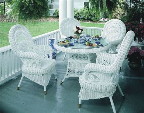 Victorian Wicker Dining Set Of 5 Wicker Paradise White Wicker