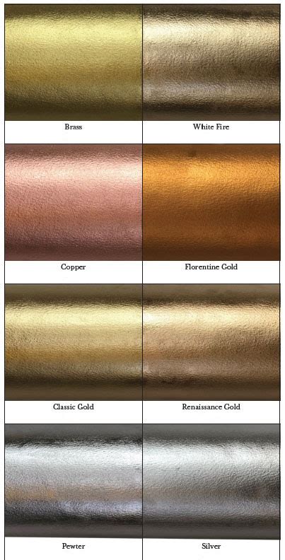 Liquid Leaf Colour Chart For Gold Leaf Gilding Information Hints And