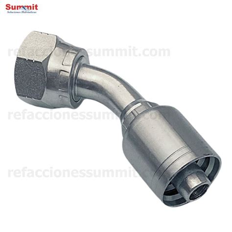 Conector Codo 45º Rosca ORFS Cara Plana Seal Lok Hembra 5 8 Manguera