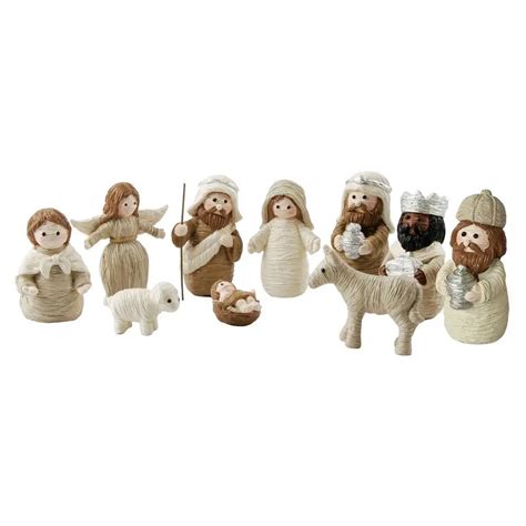 Juego De Estatuas De Escena De Natividad Figuritas De Cuna De Navidad