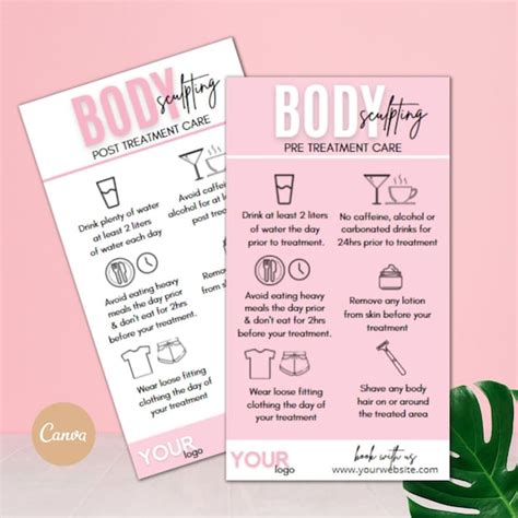 Body Sculpting Pre And Post Care Template Editable Body Etsy