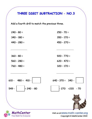 3 Digit Subtraction Worksheet No 3 Worksheets Math Center