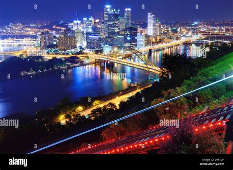 Light Trails From The Pittsburgh Pennsylvania Incline Stock Photo Alamy