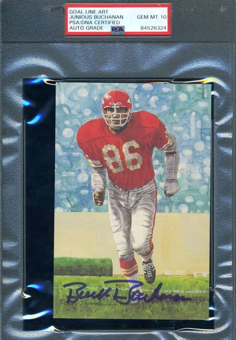 Buck Buchanan Gem Mint Psa Dna Signed Goal Line Art Card Glac