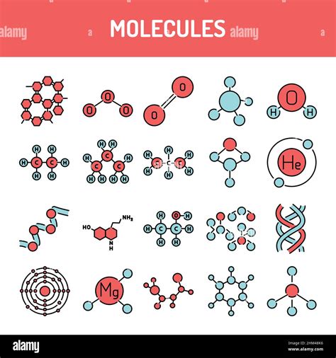 Molecules Line Icons Set Isolated Vector Element Outline Pictograms