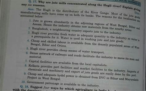 Jute Industry Is Concentrated In The Hugli Basin Give Three Suitable