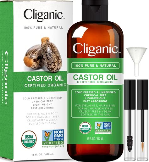 Cliganic Aceite De Ricino Org Nico Usda Puro Onzas Con Kit De