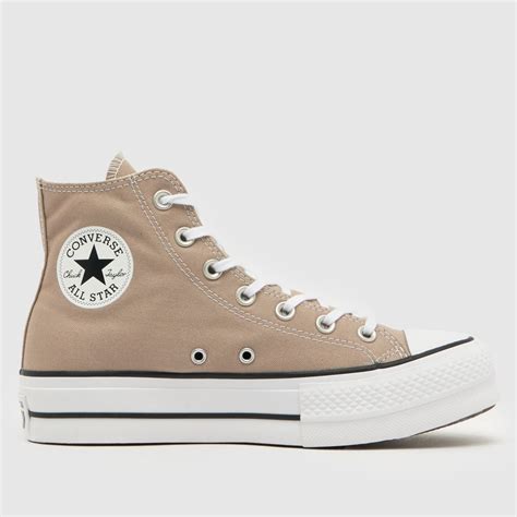 Womens Beige Converse All Star Lift Hi Trainers Schuh