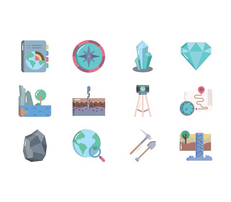 Geography and geology study icon set 11778126 Vector Art at Vecteezy