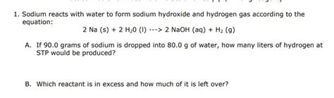 Sodium And Water Equation