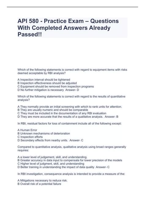 Sample Questions Api 9