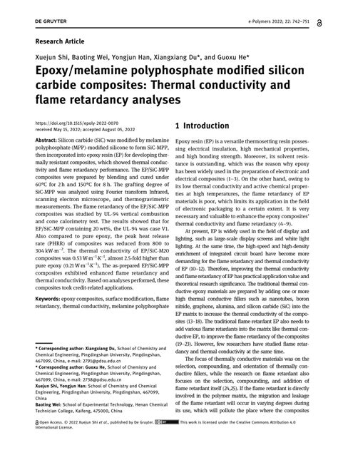 PDF Epoxy Melamine Polyphosphate Modified Silicon Carbide Composites