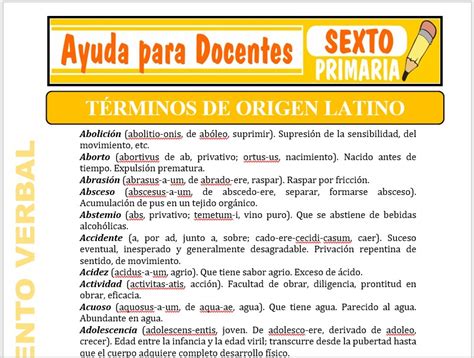 T Rminos De Origen Latino Para Sexto De Primaria Ayuda Para Docentes