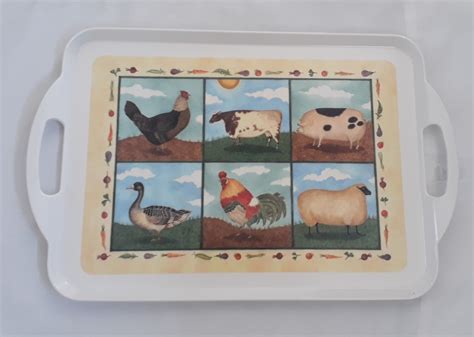 Nivag Crockery Cloverleaf Farm Animals Twin Handled Tray