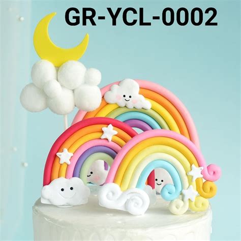 Jual GR YCL 0002 Cake Topper Hiasan Kue Clay Pelangi Rainbow Awan