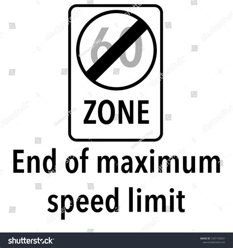 End Maximum Speed Limit Zone Information Stock Vector Royalty Free