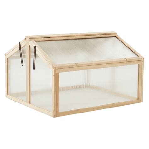 Mcombo Double Box Wooden Greenhouse Cold Frame Raised Plants Bed