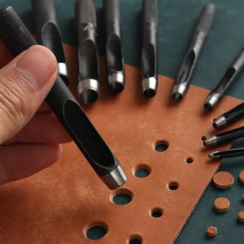 10Pcs Round Hollow Punch Set Leather Craft Punch Tool Hollow Hole Punch