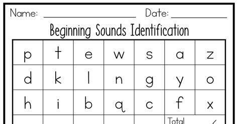 Letter Recognition And Sound Assessment Sheet