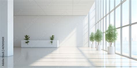 Empty modern office background workspace interior design white color ...