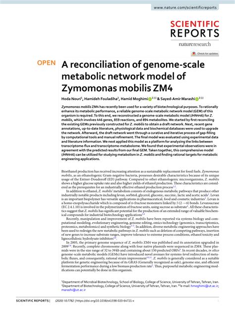 (PDF) A reconciliation of genome-scale metabolic network model of ...