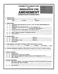 Apache County Arizona Statement Of Claimant Form For Irrigation Use