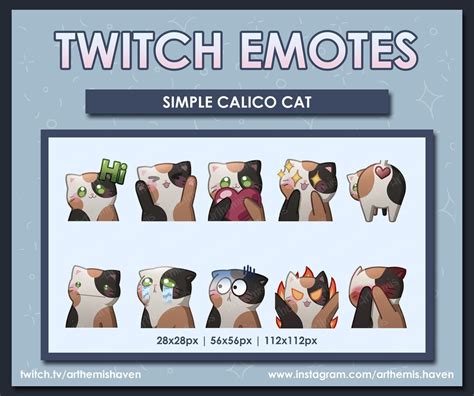 Cute Simple Calico Cat Emotes Twitch Youtube Discord Etsy