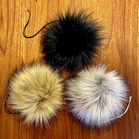 Extra Large Faux Fur Pom Pom Poof For Hat Black Inch Etsy