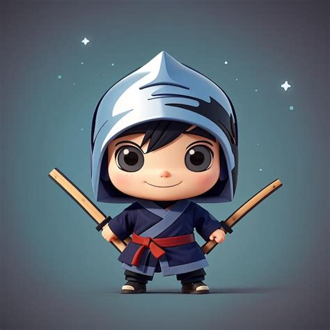 Lindo Dibujo De Ninja Shuriken Con Palo Dibujos Animados Icono