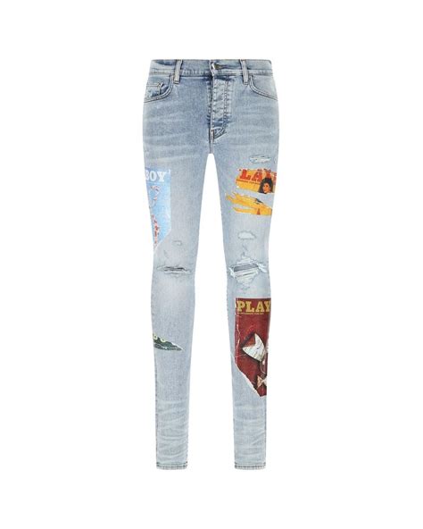 Amiri X Playboy Magazine Patchwork Skinny Jeans In Blue For Men Lyst