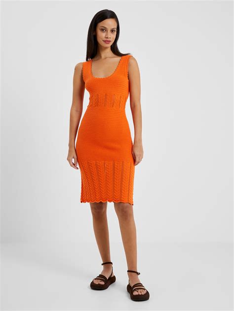 Nellis Cotton Crochet Dress Mandarin Orange French Connection Uk