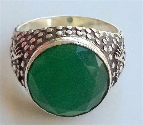 925 Sterling Silver Mens Ring With Absolutely Handmade Real Precious Emerald Etsy