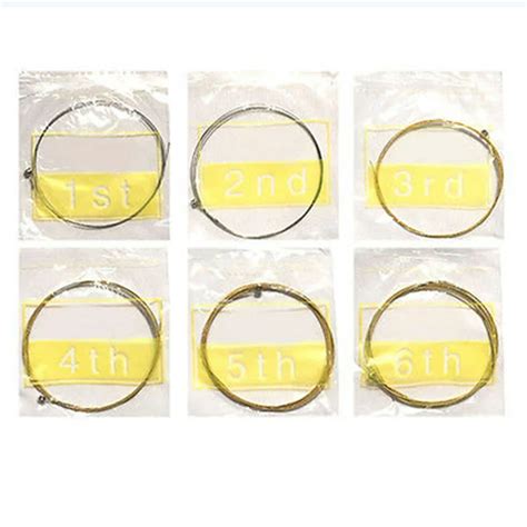 Bueautybox 6Pcs Acoustic Guitar Strings Replacement Folk Guitar Steel ...