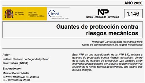 El Insst Publica Ntp Guantes De Protecci N Contra Riesgos