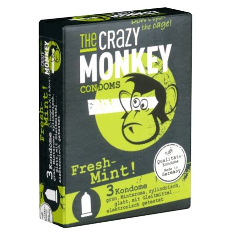 Crazy Monkey Fresh Mint Freche Grüne Kondome Mit Minzaroma 3 St