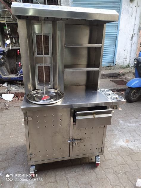 Silver Stainless Steel Shawarma Machine Double Burner With Deluxe