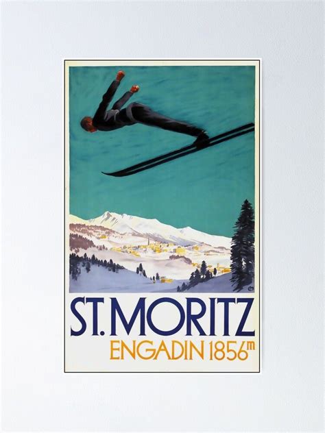 St Moritz Engadin Vintage Travel Poster Poster Von Stickart Marek