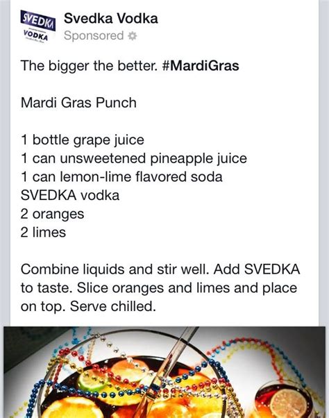 Mardi Gras Punch | Mardi gras, Grape juice, Adult drinks