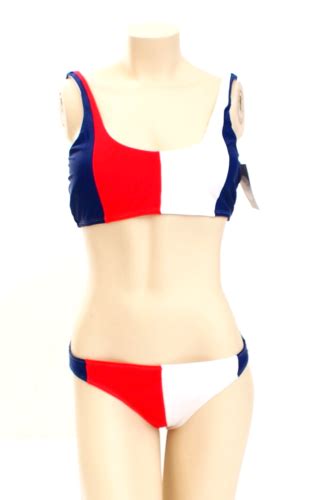 IKA KUL Red White Blue Two Piece Bikini Swim Suit 2 Piece Women S Size